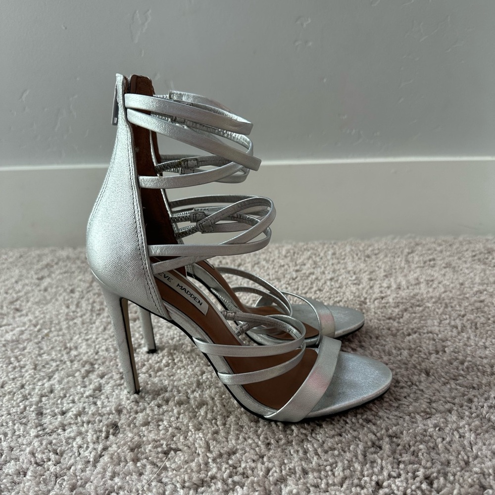Steve Madden Silver Strappy Heels